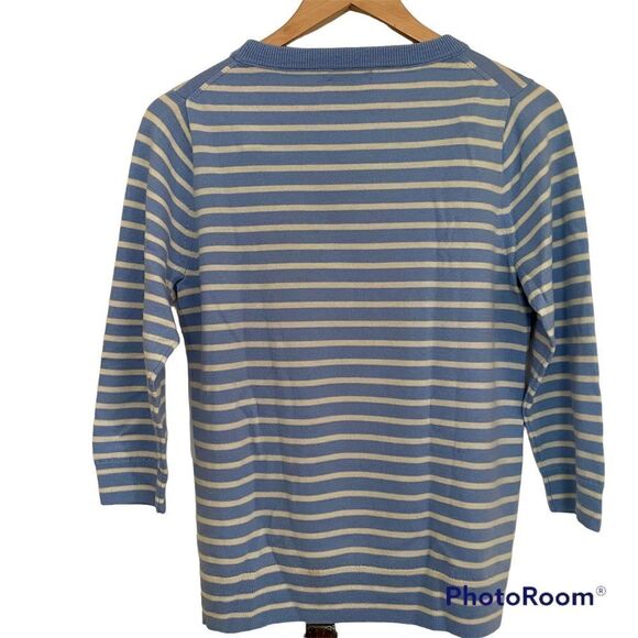 J. Crew Blue/White Striped Merino Wool Butterfly Sweater - Picture 4 of 5